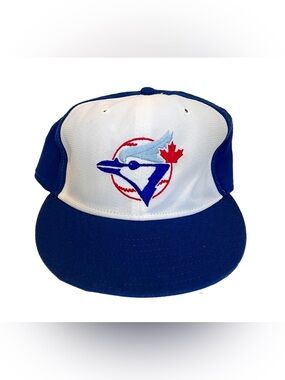VTG New Era Toronto Blue Jays 7 1/2 Hat Cap 80s 90s Blue White Pro Model MLB